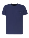 Fay Blue Crewneck T-shirt With Pocket And Logo In Blue
