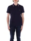 Fay Stretch Piquet Ribbed Polo Shirt In Biro Blu