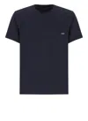 Fay Black T-shirt In Cotton With Pocket And White Logo In Blue