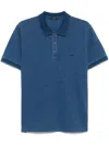 Fay Blue Polo Shirt Short-slevees With Embroidered Logo In Blue