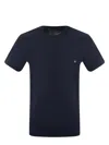 Fay Black T-shirt In Cotton With Pocket And White Logo In Blue