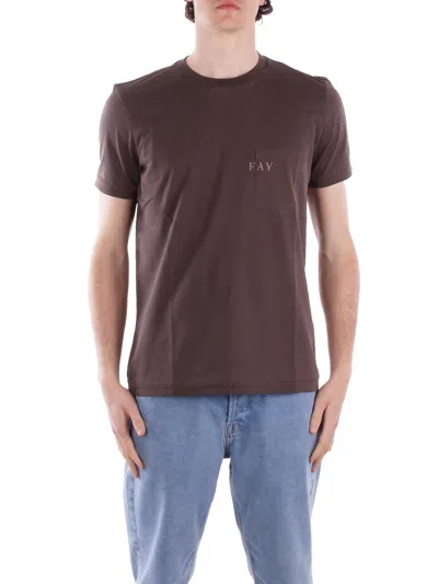 Fay T-shirts And Polos In Marrone Scuro Marrone
