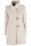 Fay Tailored Beige Coat With High Collar In White