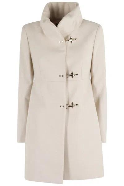 FAY TAILORED BEIGE COAT WITH HIGH COLLAR