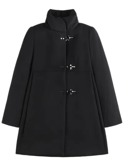 FAY TAILORED BLACK COAT WITH CLEAN LINES AND MINIMALIST DESIGN