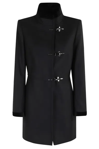 Fay Tailored Black Coat With High Collar