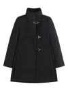 Fay Romantic Coat In Black In Soft Wool Blend Fabric In Black