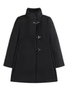 Fay Romantic Coat In Black In Soft Wool Blend Fabric In Black