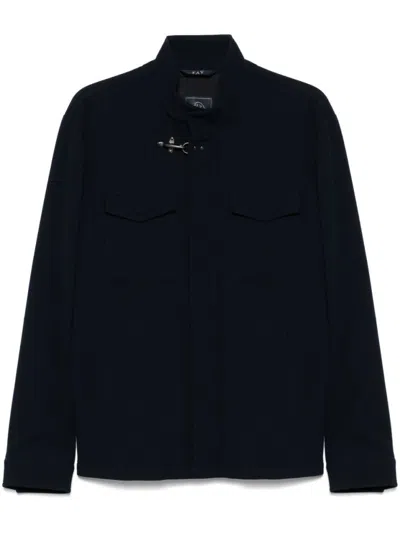 FAY FAY TAILORED BLUE JACKET WITH HIGH COLLAR
