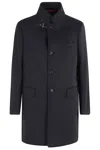 Fay Single-breasted Coat In Blue