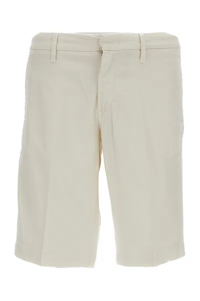 Fay Tailored Chino Bermuda Shorts With Stretch Cotton Gabardine Composition In White