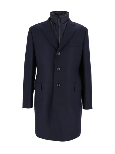 Fay Tailored Double-breasted Coat In Blue