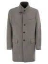 Fay Tailored Grey Wool Blend Coat In Brown