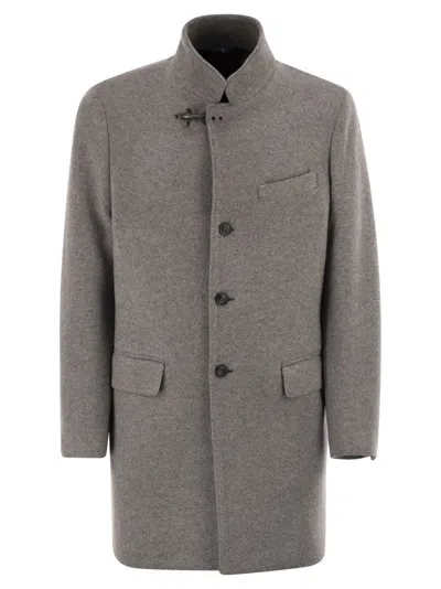 Fay Tailored Grey Wool Blend Coat In Multi