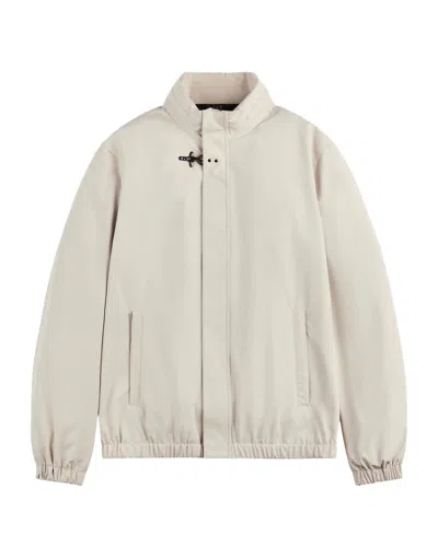 Fay Tailored High-collar Travel Jacket With Concealed Closure In Neutral