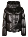 Fay Cropped Black Nylon Down Jacket With Iconic Fastening And Windproof Cuffs In Black