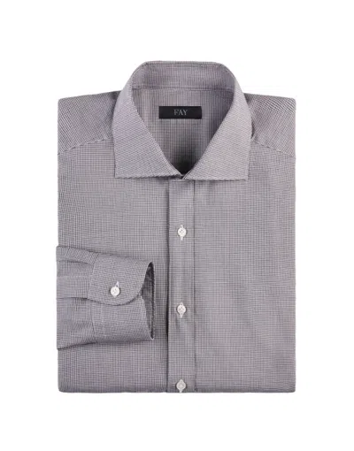 Fay Tailored Micro-check Men's Shirt In Gray