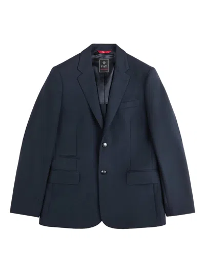 Fay Tailored Notch Lapel Red Trim Blazer In Blue
