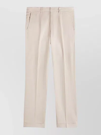 Fay Tailored Trousers Straight Leg Belt Loops In White