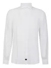 Fay Tailored White Linen Shirt With Button-down Front In White