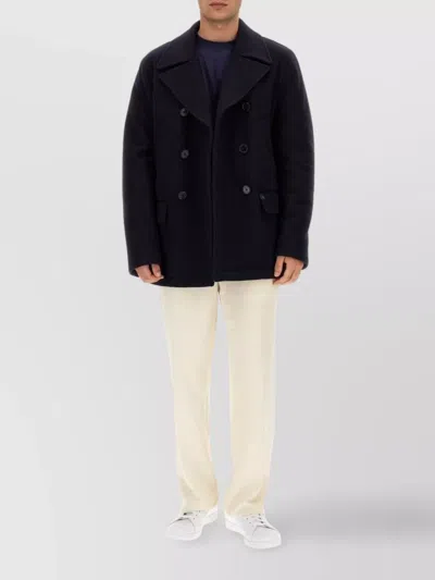 Fay Tailored Wool Coat With Double-breasted Design In Blue