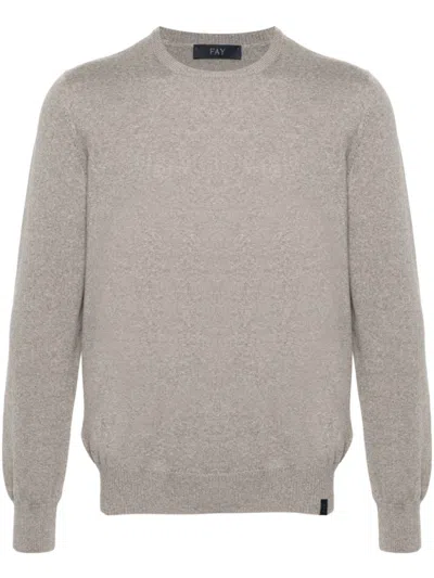 FAY TAUPE CREWNECK SWEATER