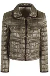 Fay Taupe Quilted Down Jacket In Animal Print