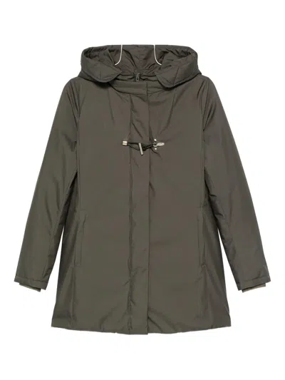 Fay Technical Gabardine Toggle Coat In Green