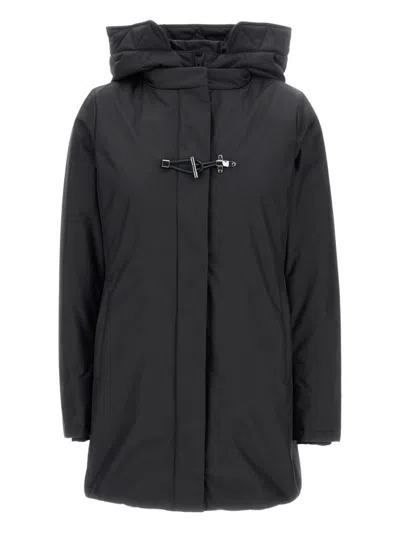 Fay Technical Gabardine Toggle Coat In Black