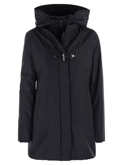 Fay Technical Gabardine Toggle Coat In Black