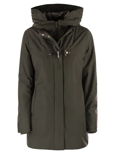 Fay Technical Gabardine Toggle Coat In Black