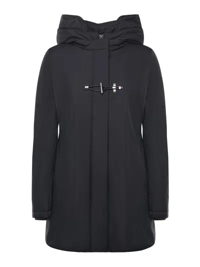 Fay Technical Gabardine Toggle Coat In Blue