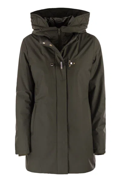 Fay Women Technical Gabardine Toggle Coat In Green