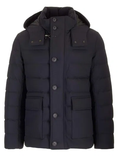 Fay Technical Jersey Down Jacket Coats Blue