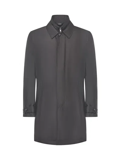 Fay Technical Poplin Morning Coat In Black