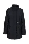 Fay Technical Poplin Virginia Overcoat With Adjustable Drawstring In Black