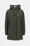 Fay Hooded Coat With Side Pockets And Long Sleeves In Green