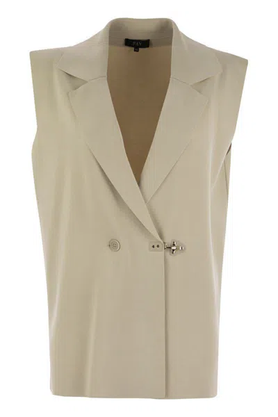 Fay Technical Viscose Knitted Vest In Beige