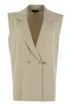 Fay Viscose Knit Vest With Hook In Beige