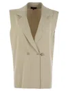 Fay Viscose Knit Vest With Hook In Cream