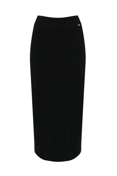 Fay Technical Viscose Longuette Skirt Black In Nero
