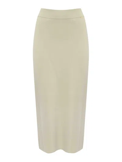 Fay Technical Viscose Longuette Skirt In White