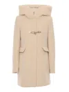Fay Front Nylon Toggle Double Breasted Coat In White