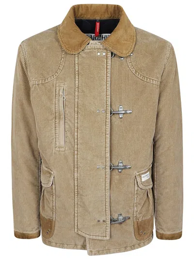 FAY TEXTURED CORDUROY DOUBLE-BREASTED JACKET WITH CONTRASTING COLLAR