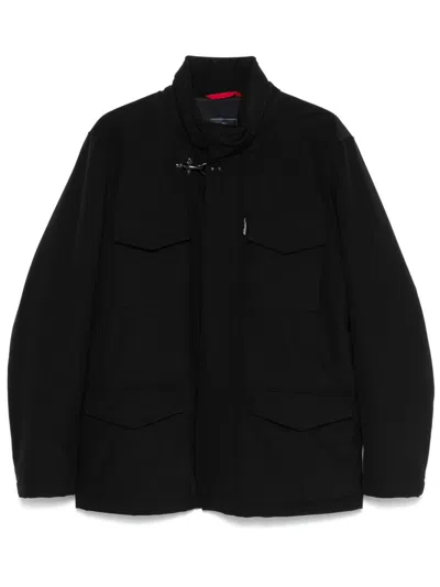 Fay Textured Jacket In Black