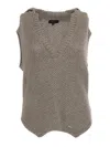 Fay Textured Knitted Gilet In Gray