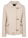 Fay Textured Wool Jacket With Classic Collar In Neutral