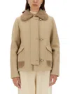 Fay Textured Wool Jacket With Plush Collar In Neutrals
