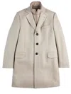 Fay Structured Light Beige Cashmere Coat With Notch Lapels And Flap Pockets In Gray