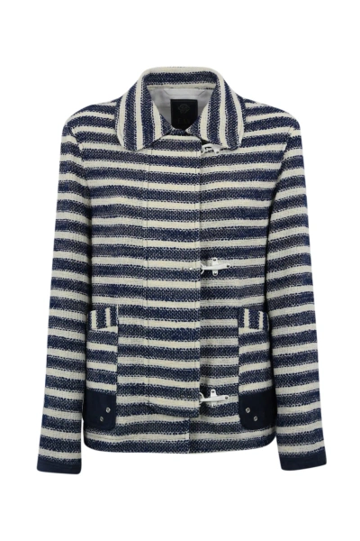 Fay Three-hook Jacket In Cotton Blend In Blue